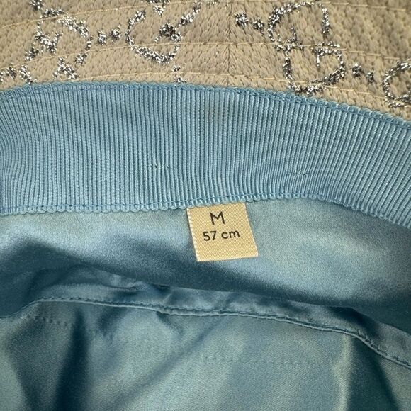 Gucci GUCCI Canvas Lame GG Monogram Bucket Hat M Silver - Picture 9 of 10